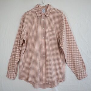 Brooks Brothers Shirt Mens Large‎ Regent Pocket Button Orange Plaid Long Sleeve